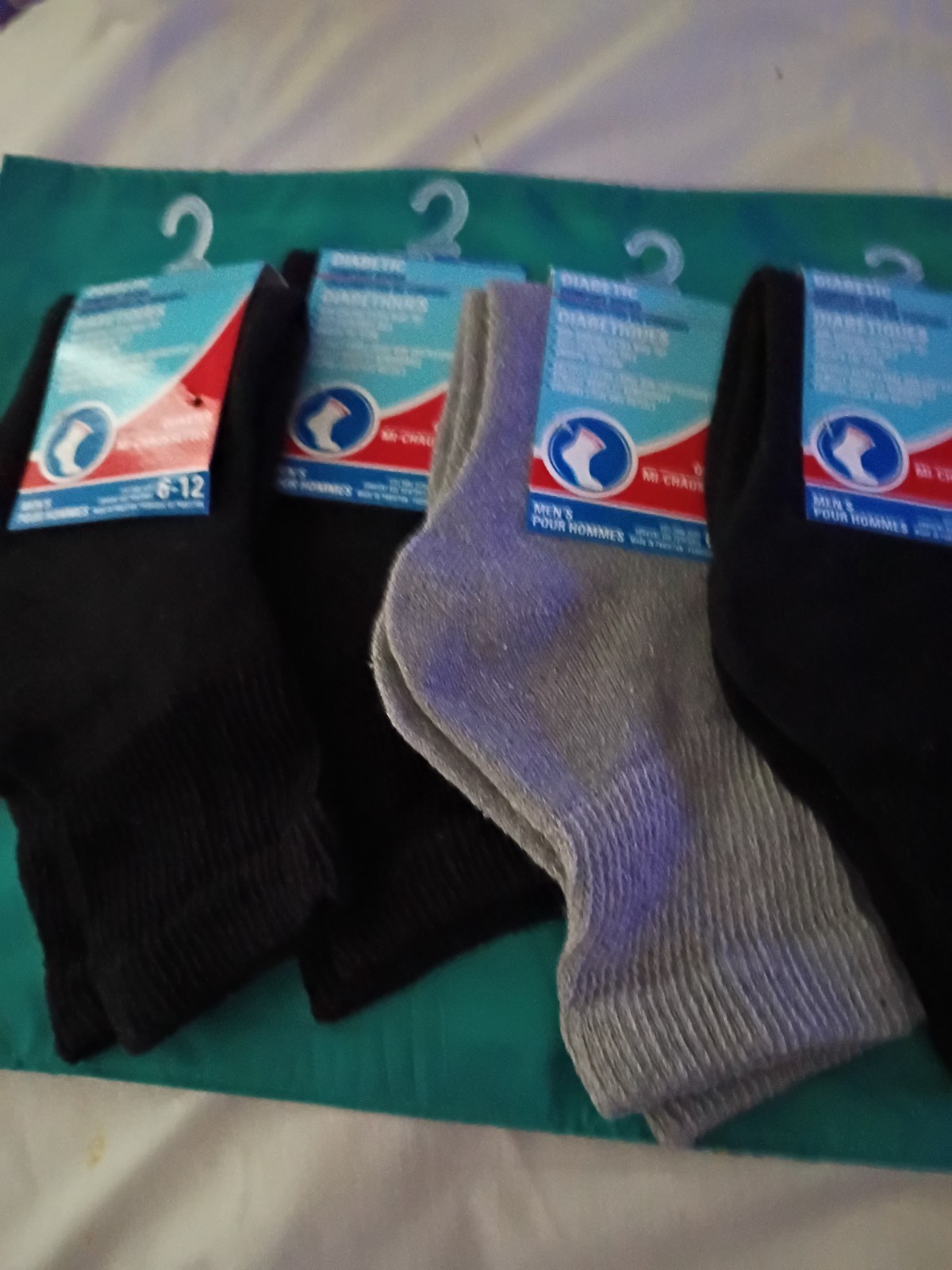 Socks,Mens Diabetic Comfort Socks,(4) Pair,Gray,Black,Size 6-12,New