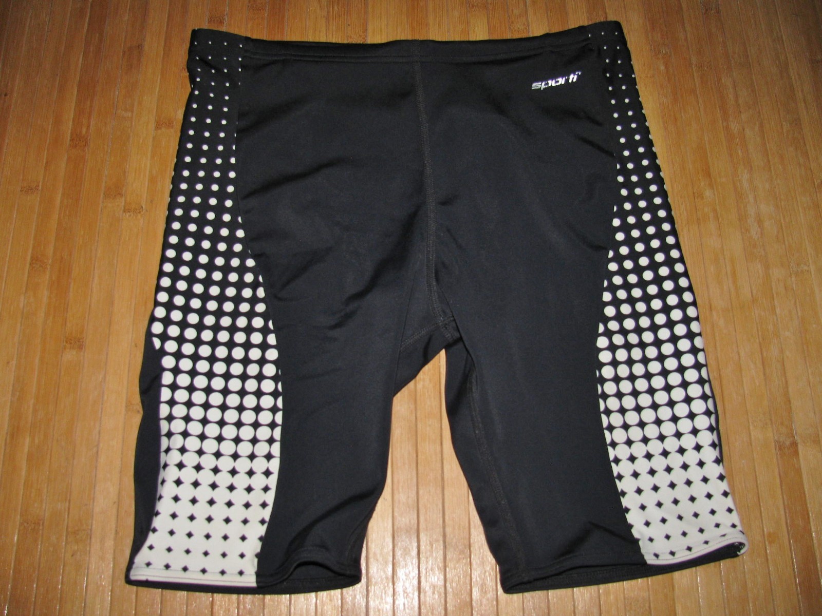 SPORTI Swimsuit JAMMER Size 34 Nylon Lycra SWIM Suit BLACK with WHITE DOTS