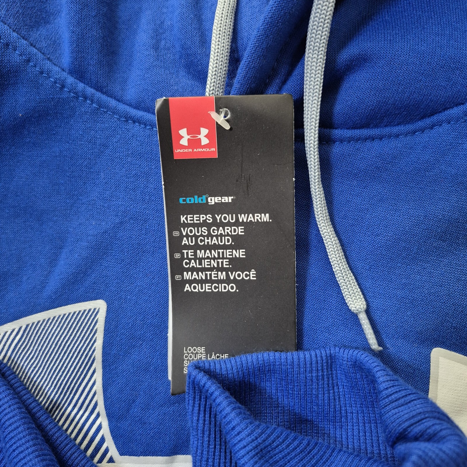 Under Armour Coldgear Hoodie Mens Medium Blue Sweatshirt Lined Outdoor School