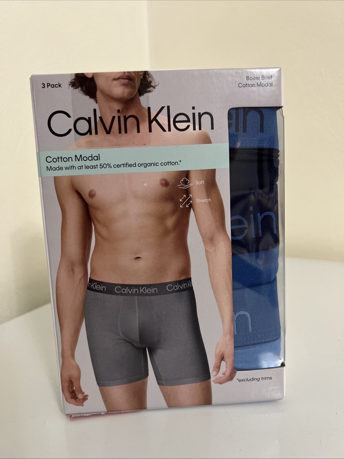 Calvin Klein Logo Boxer Brief 3 Pack Size Medium 32-34” Underwear Cotton Modal