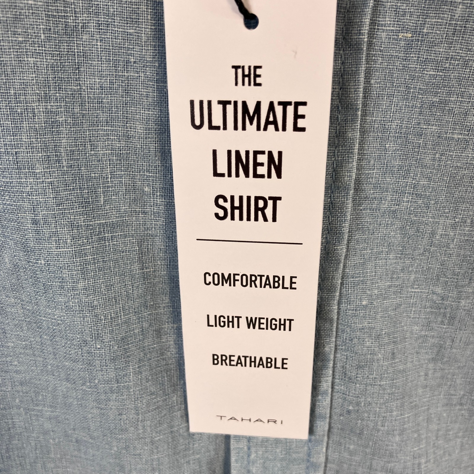 Tahari Men’s The Ultimate Linen Shirt M Cloud Blue NWT