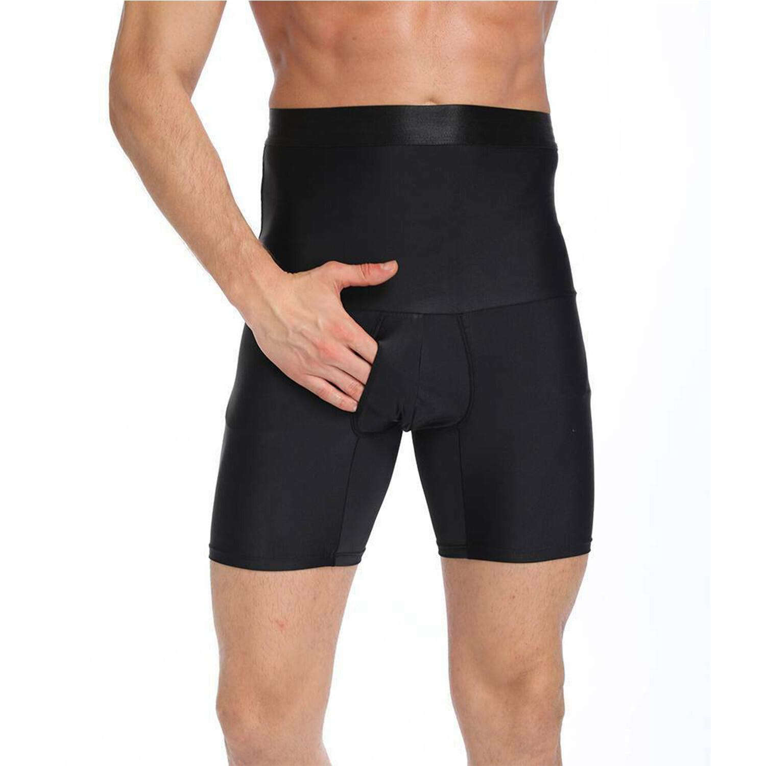 Men’s Shapewear High Waist Tummy Abdomen Shorts Anti-Curling Boxer Briefs Shaper