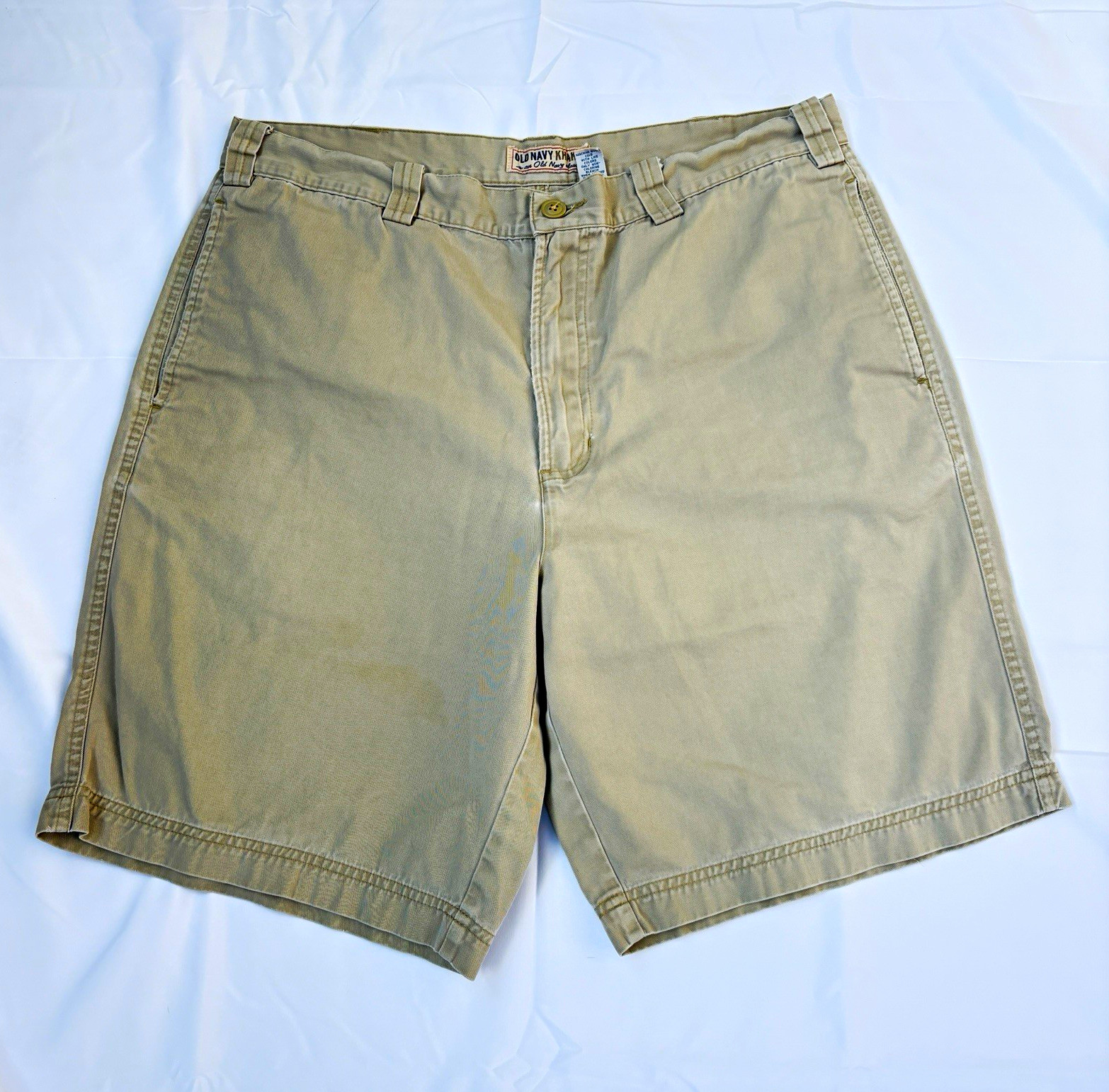 Y2K Vintage Old Navy Men’s Beige Chino Shorts Cotton Flat Front Zip