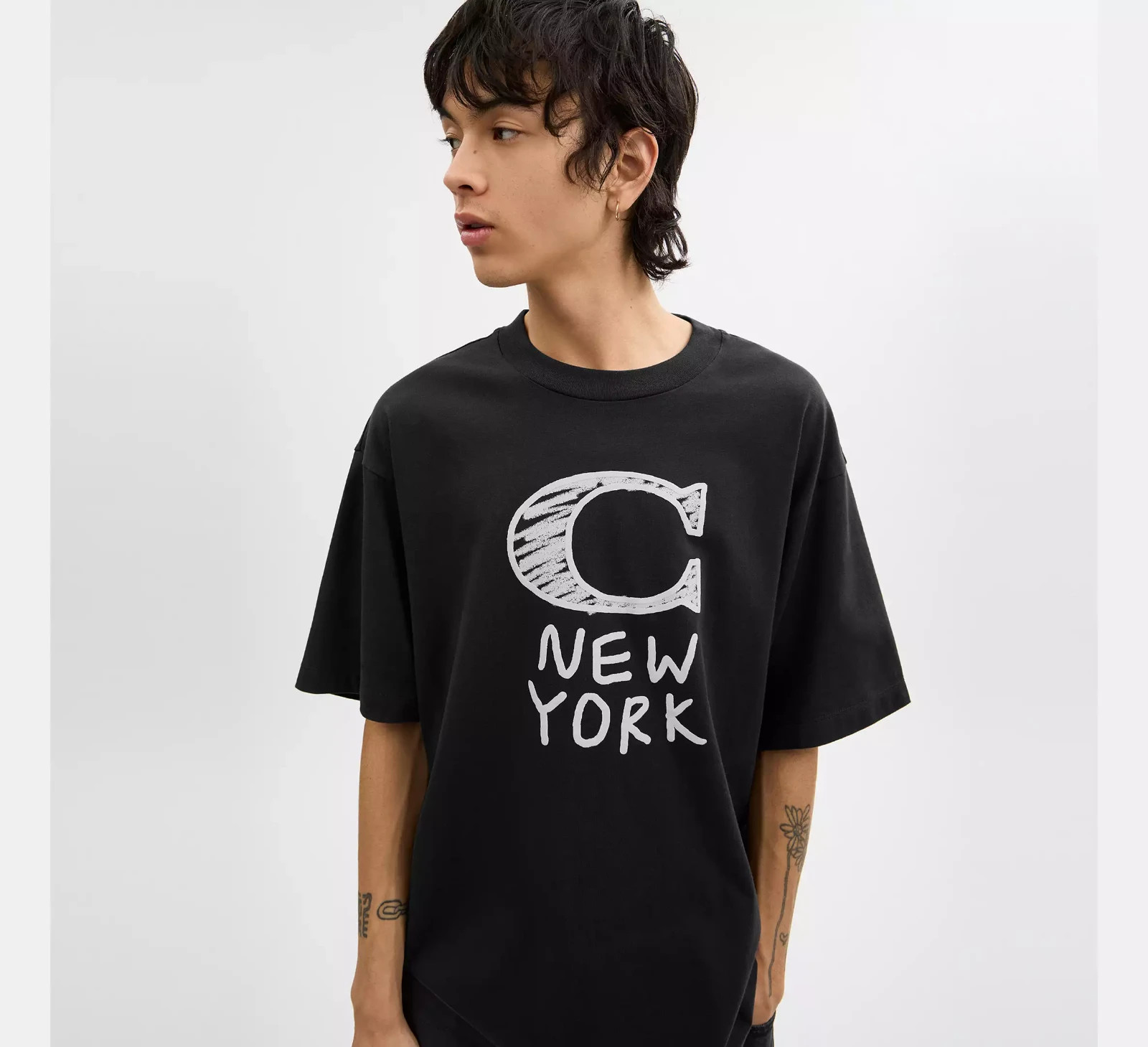 NWT Coach CM820 Signature T-Shirt In 100% Organic Cotton Black