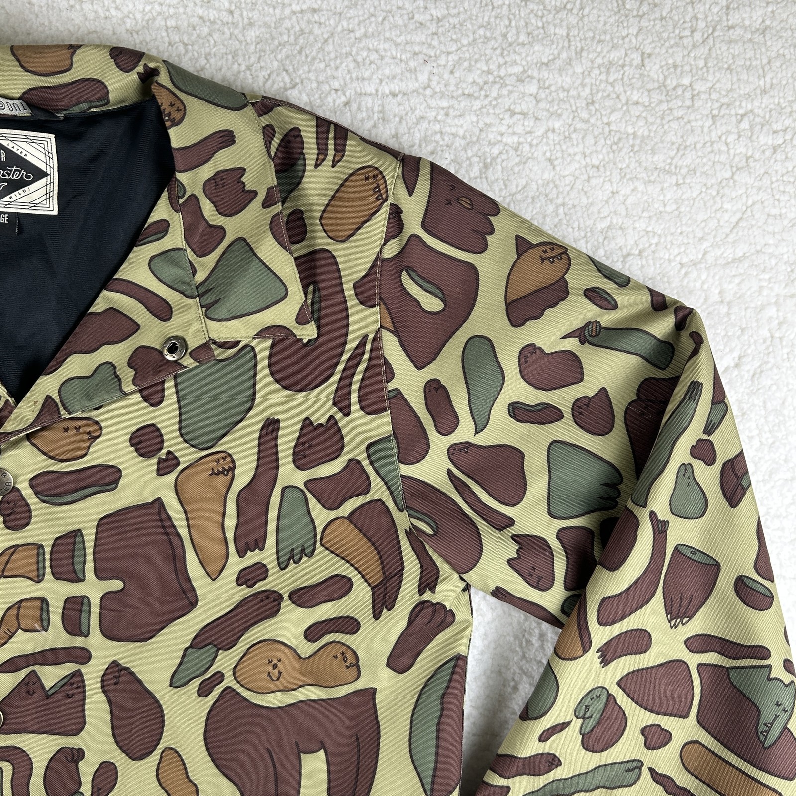 Airblaster Jacket Mens Large Camo Duck Print Snap Coach Windbreaker Lined Canvas