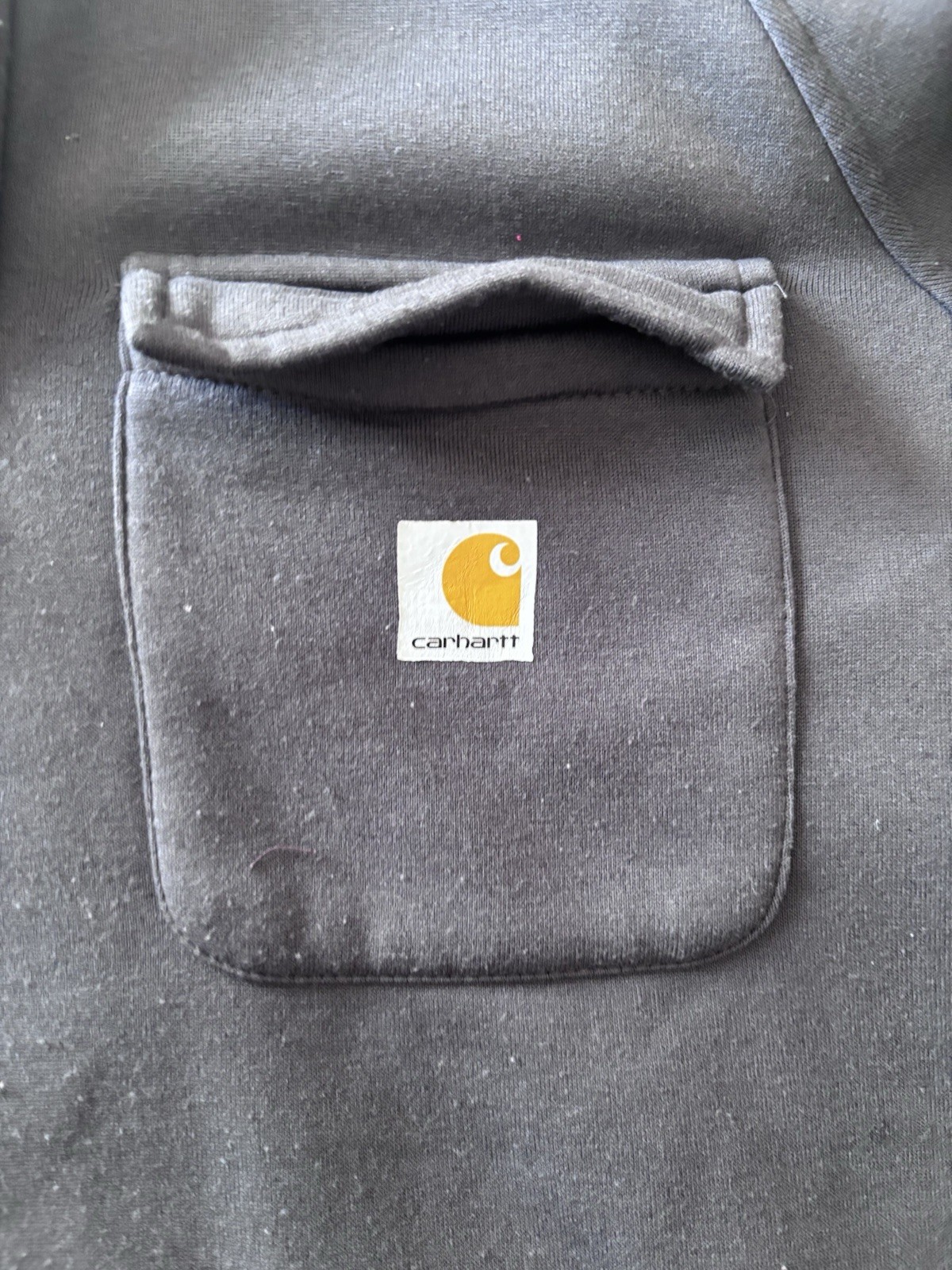 Carhartt Men’s XL Black Full Zip Fleece Hoodie w/ Hood Pockets Logo Patch