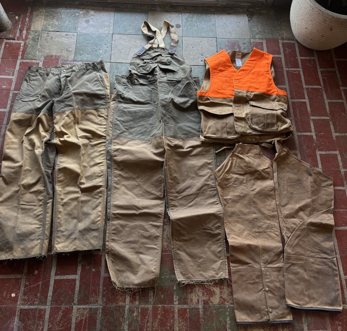 Vintage FILSON Waxed Oil Tin Cloth Clothing Outdoor Hunting Bundle Lot Rare