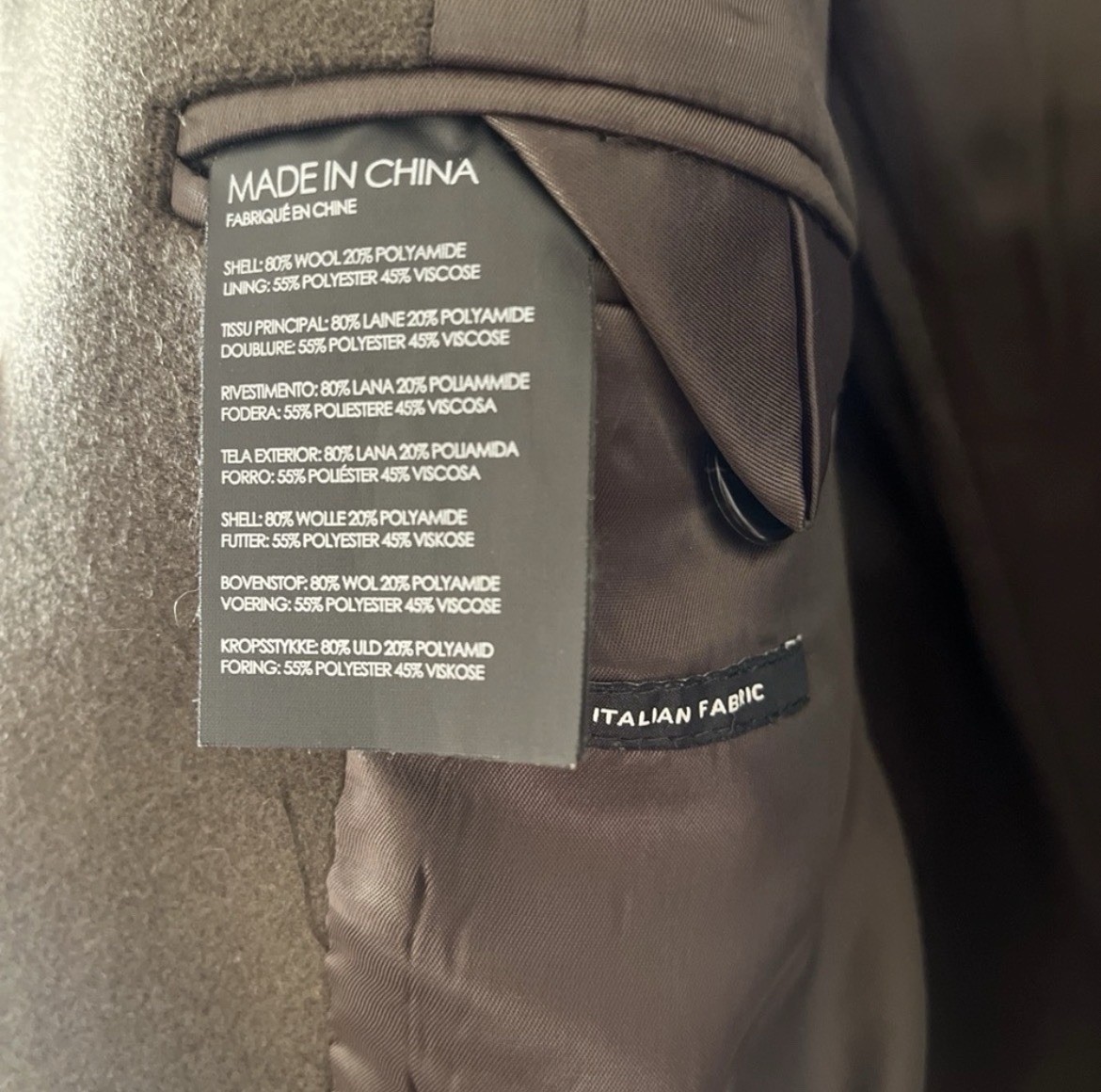 CLUB MONACO Double-Breasted Dark Olive Coat 44R