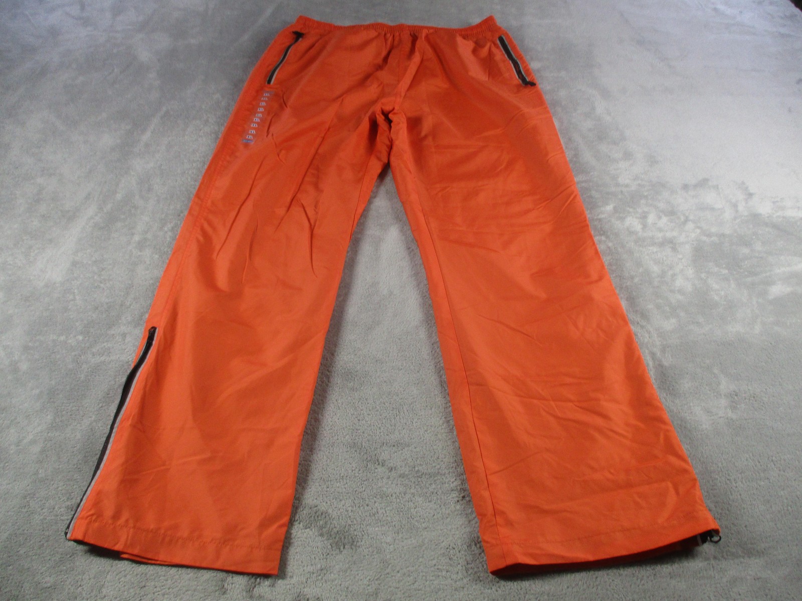 Old Navy Rain Pants Mens XL Orange Mesh Lined Zip Ankle Reflective Elastic Waist