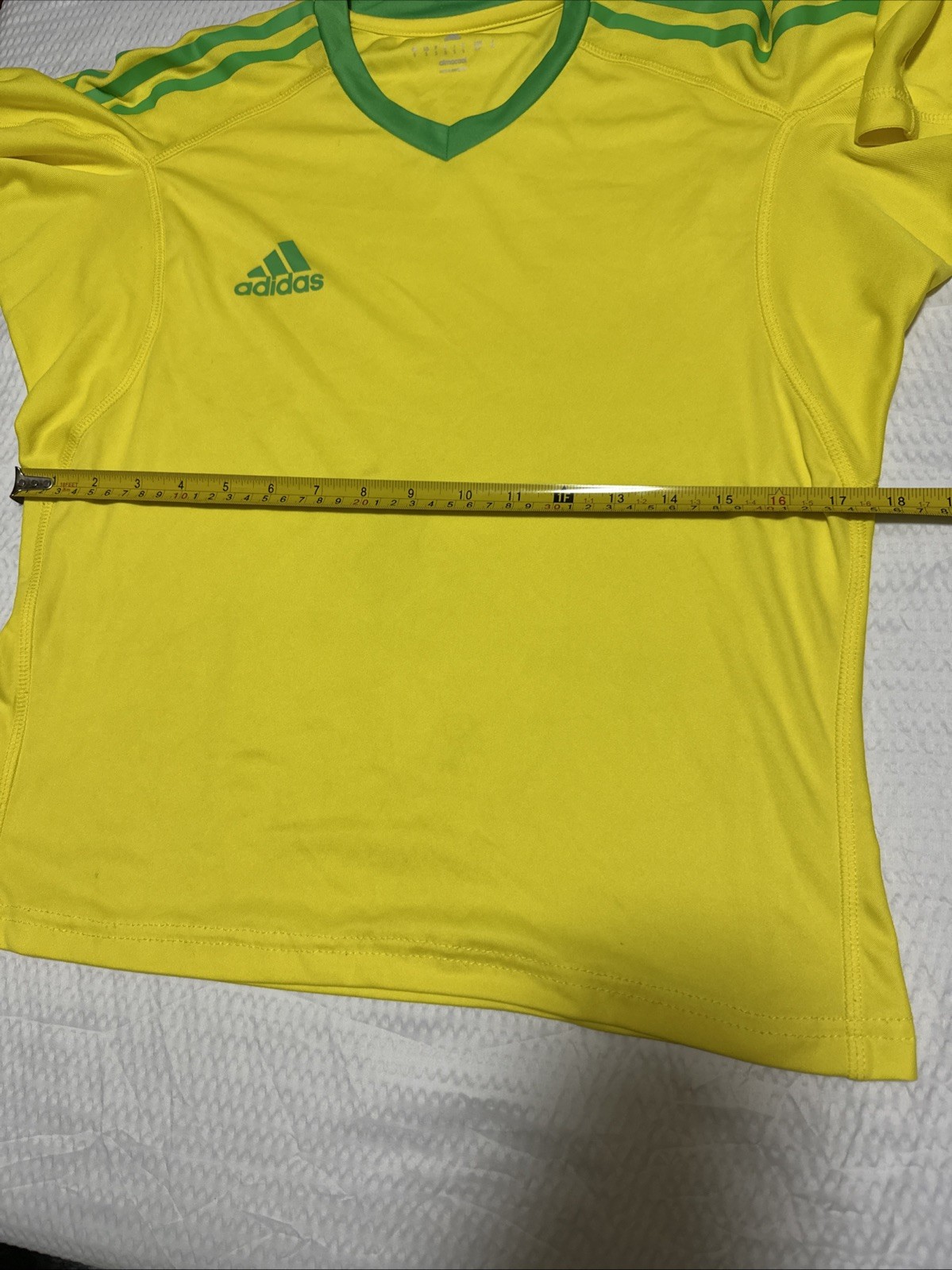 Adidas Mens Yellow Striped Short Sleeve Climacool Pullover T-Shirt Size Small