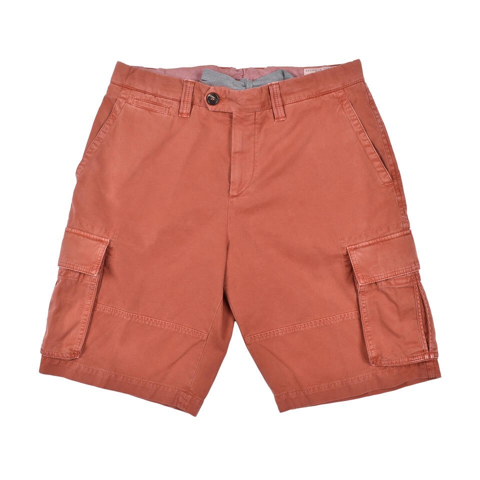 Brunello Cucinelli Men’s Cargo Shorts Size 34 / 50 Burnt Orange Cotton – $1,095