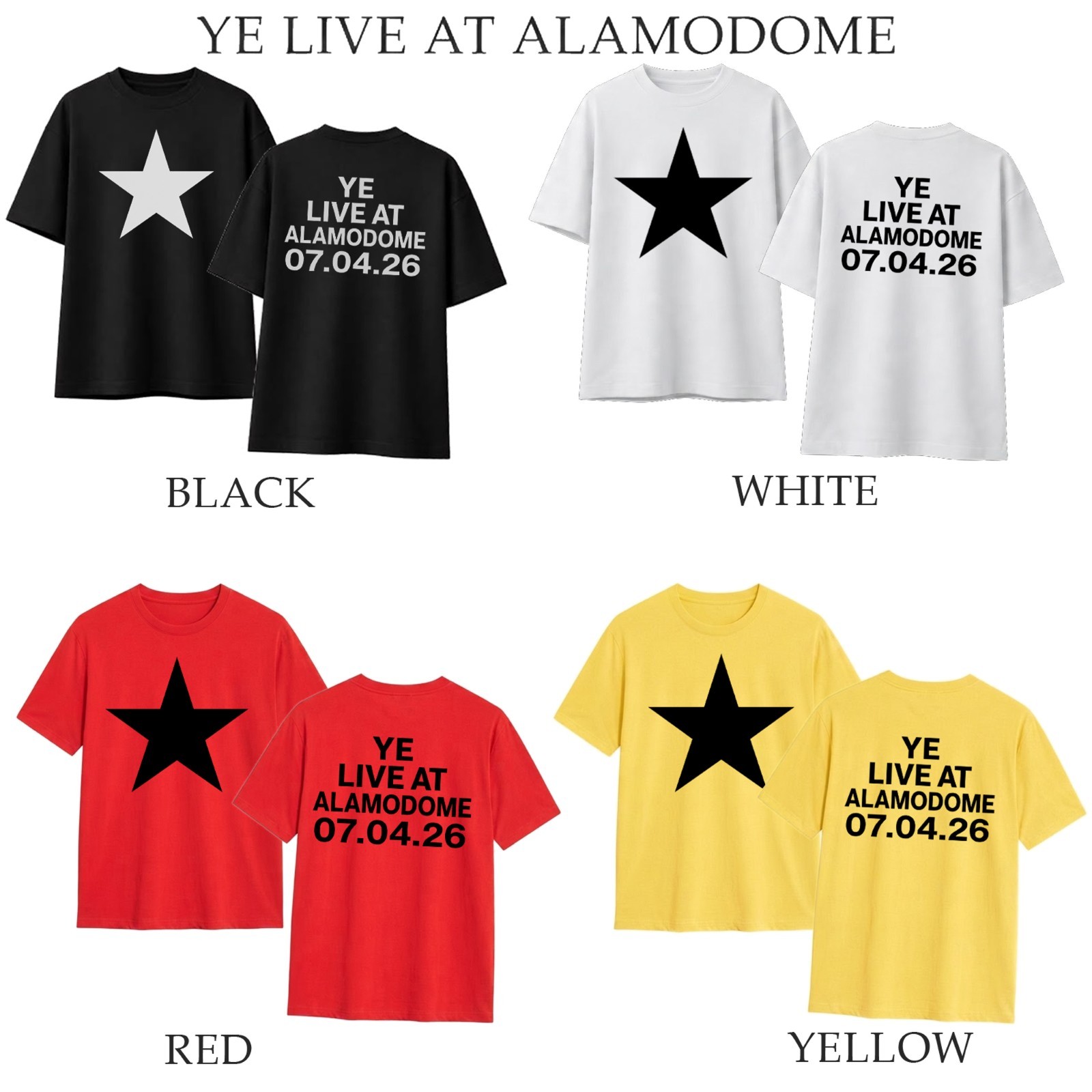 Kanye West YE BULLY Live At ALAMODOME 07.04.26 Concert T Shirt New