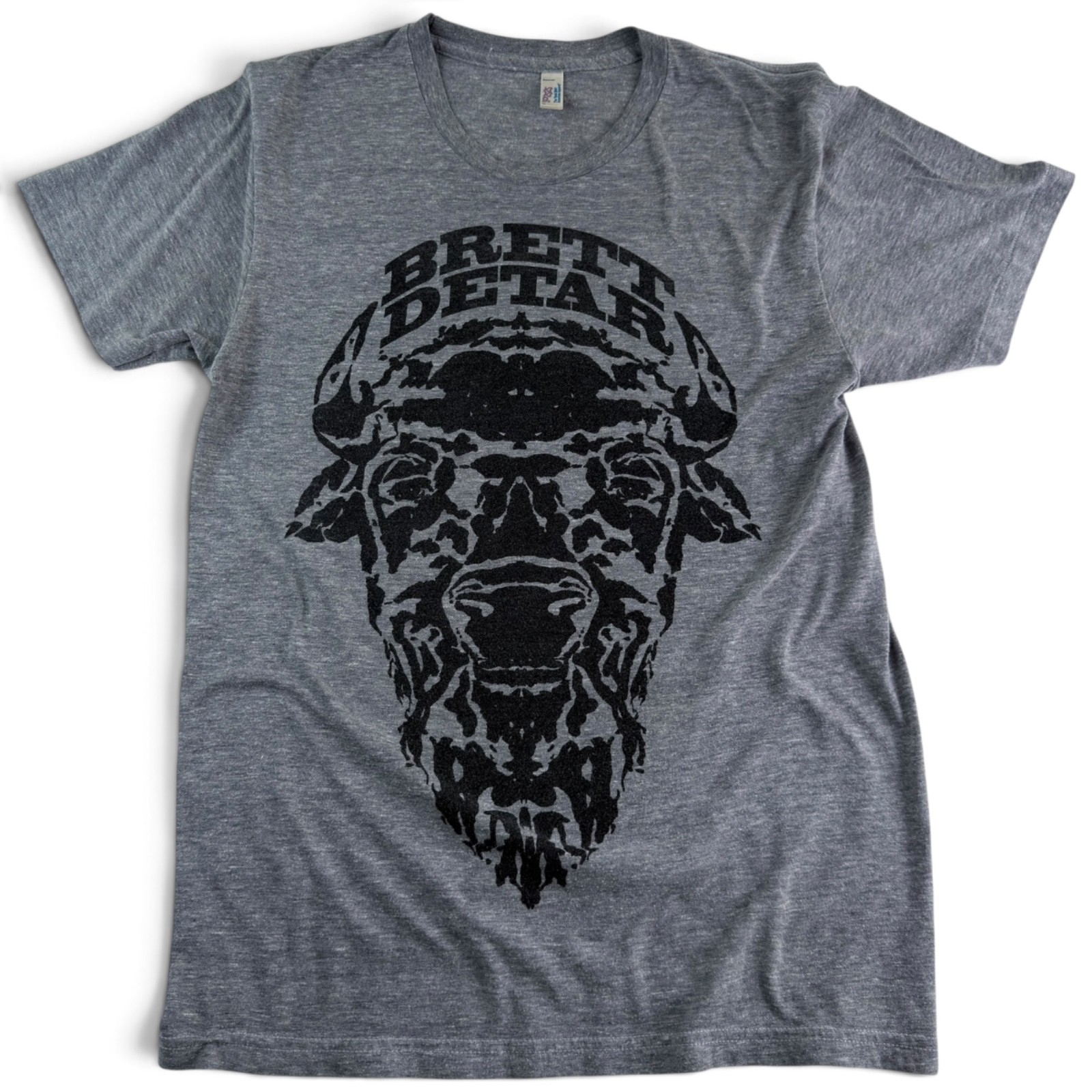 brett detar buffalo skull graphic band t shirt gray americana rock tee medium