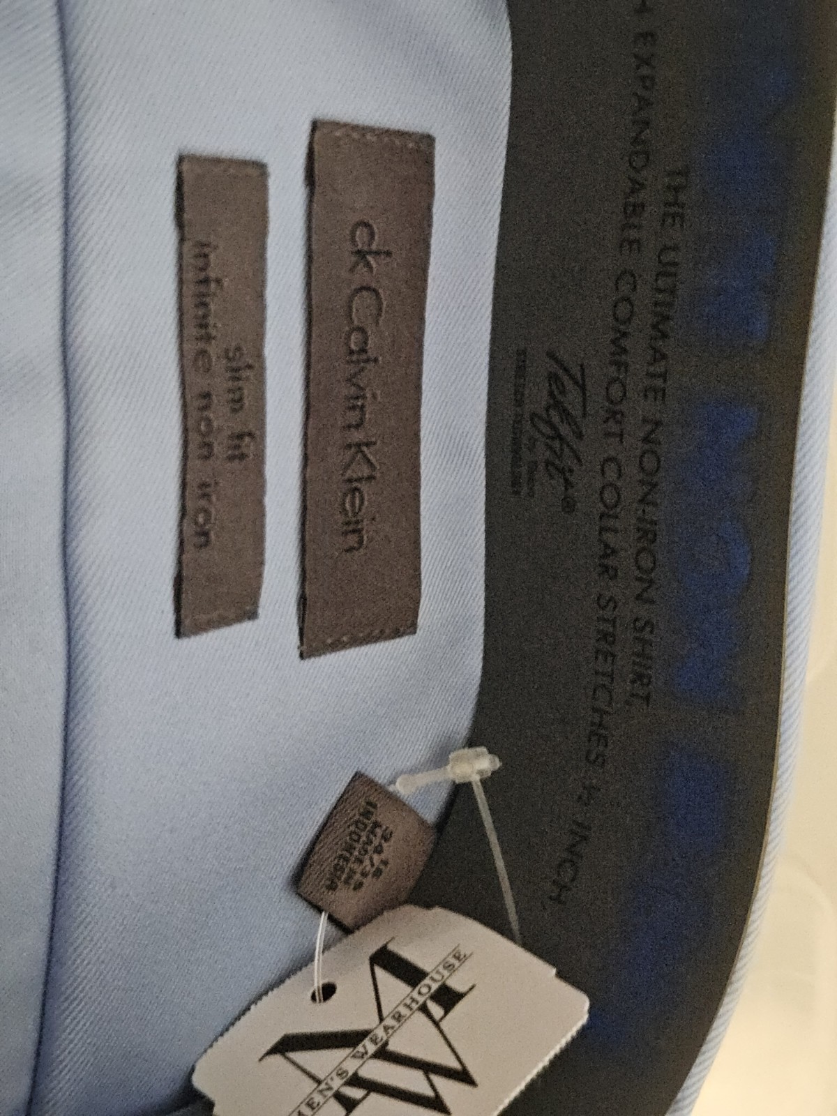 Calvin Klein Infinite Wrinkle Free Slim Fit Dress Shirt Blue 16 34/35 L NWT