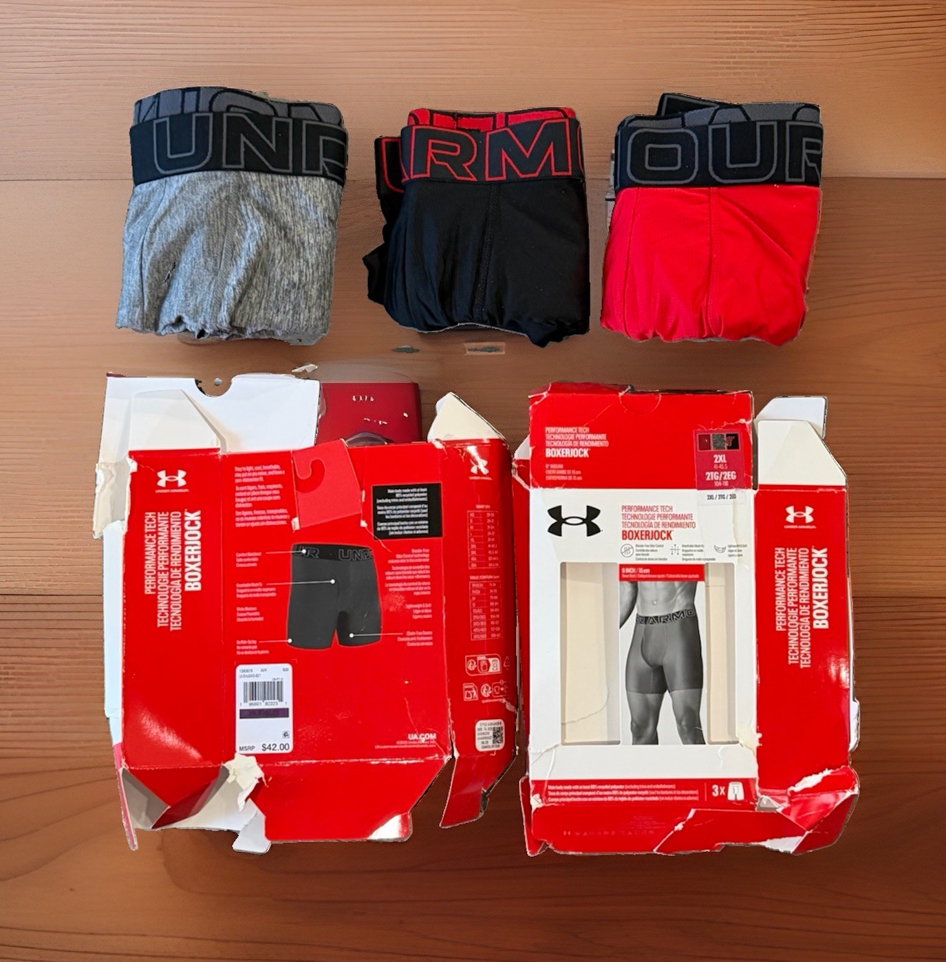 Under Armour Boxerjock Mens 2XL 3 Pack 6″ Performance Briefs Open Box New