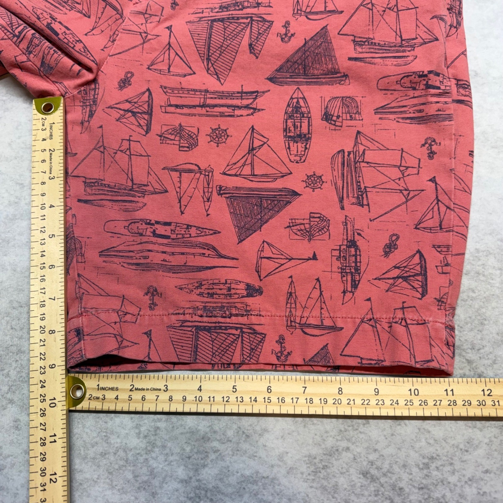 Polo Ralph Lauren Classic Fit 9 Inch Mens 38 Pink Nautical Sailboat Chino Shorts
