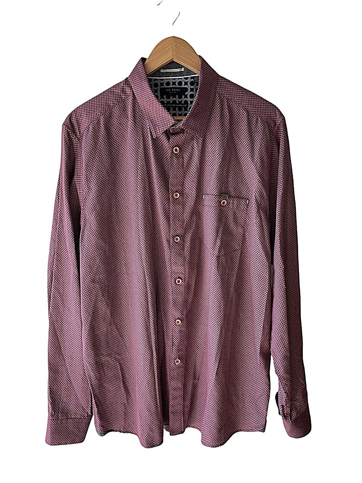 Ted Baker London 7 (Chest 48 inches) Red Triangle Print Button Front Dress Shirt