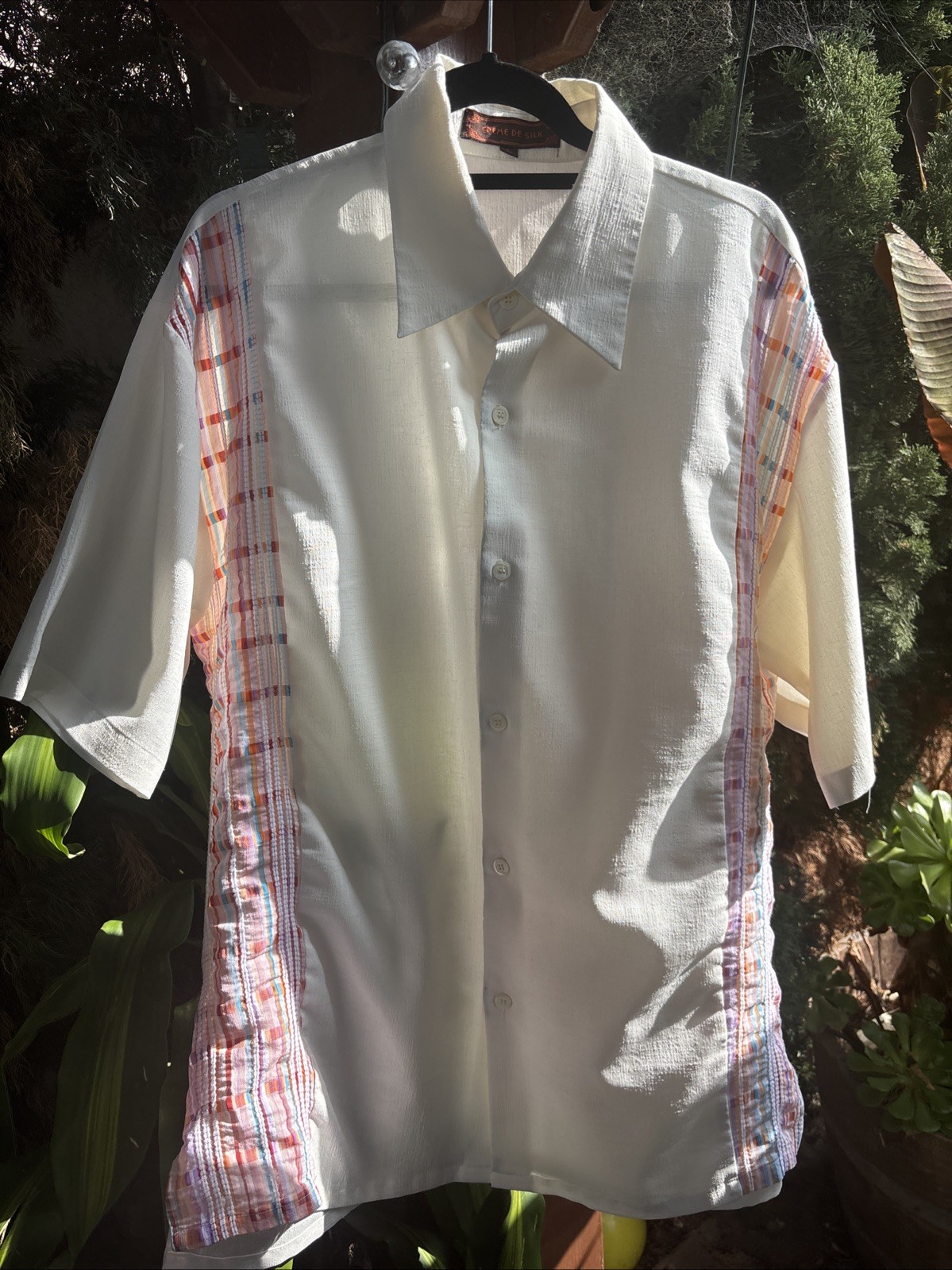 Creme De Silk Large Button Down Shirt Vintage