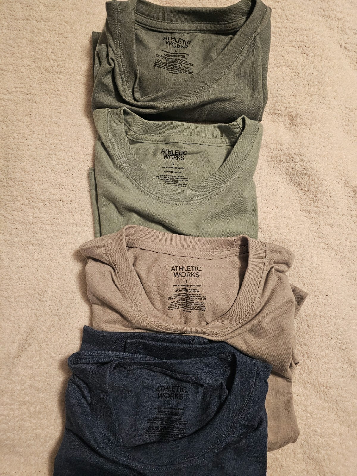 Athletic Works Men’s Loose Fit T-shirts Bundle Of 4 Different Color Size L NWT