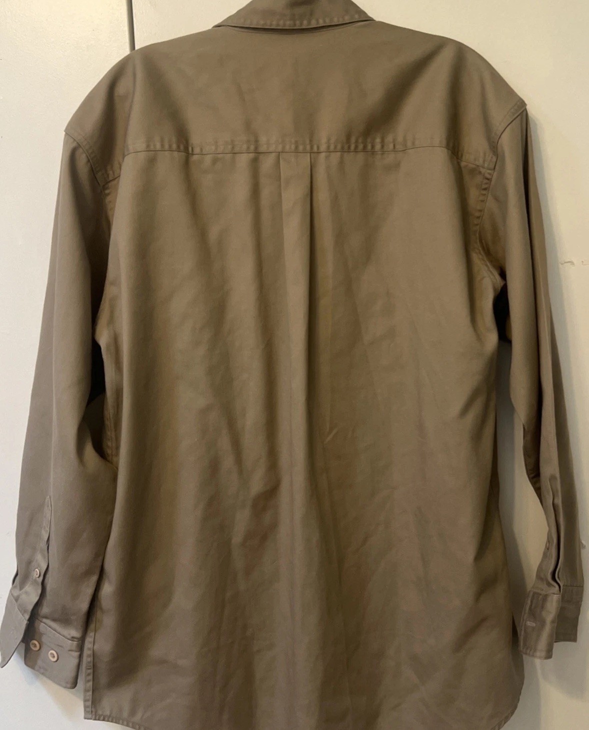 Key Men’s Medium Regular Khaki Work Shirt 65/35 Twill Utility Button Front VTG