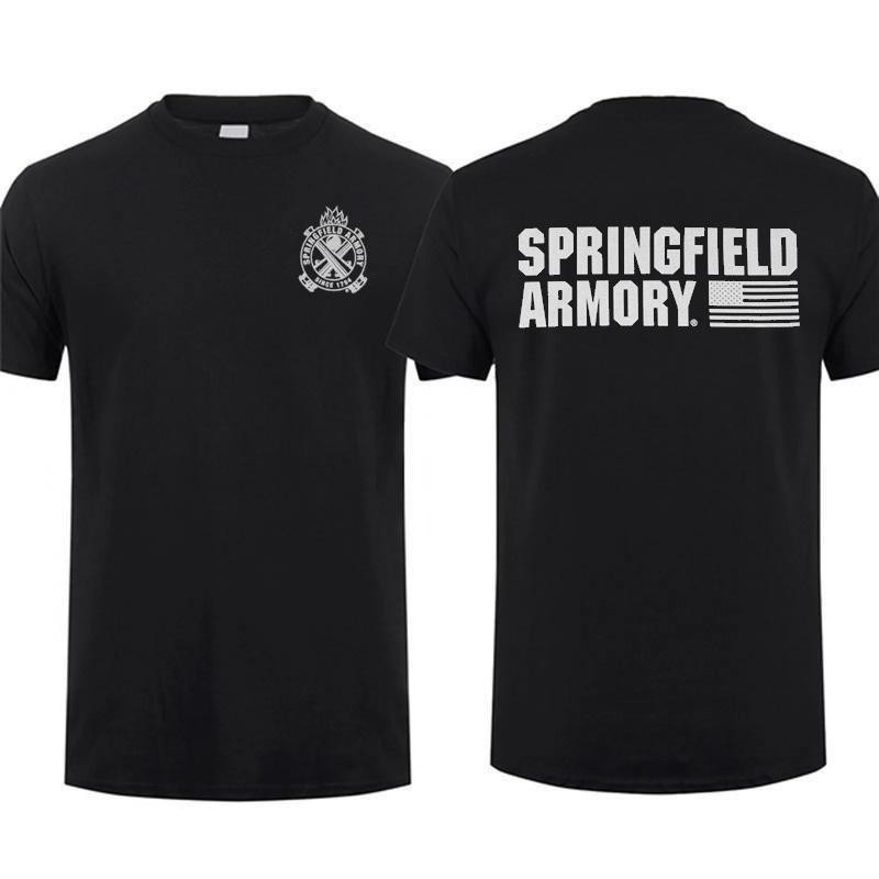 Springfield Armory Crossed Cannons T-shirt Bold Logo Design Comfortable Black Te