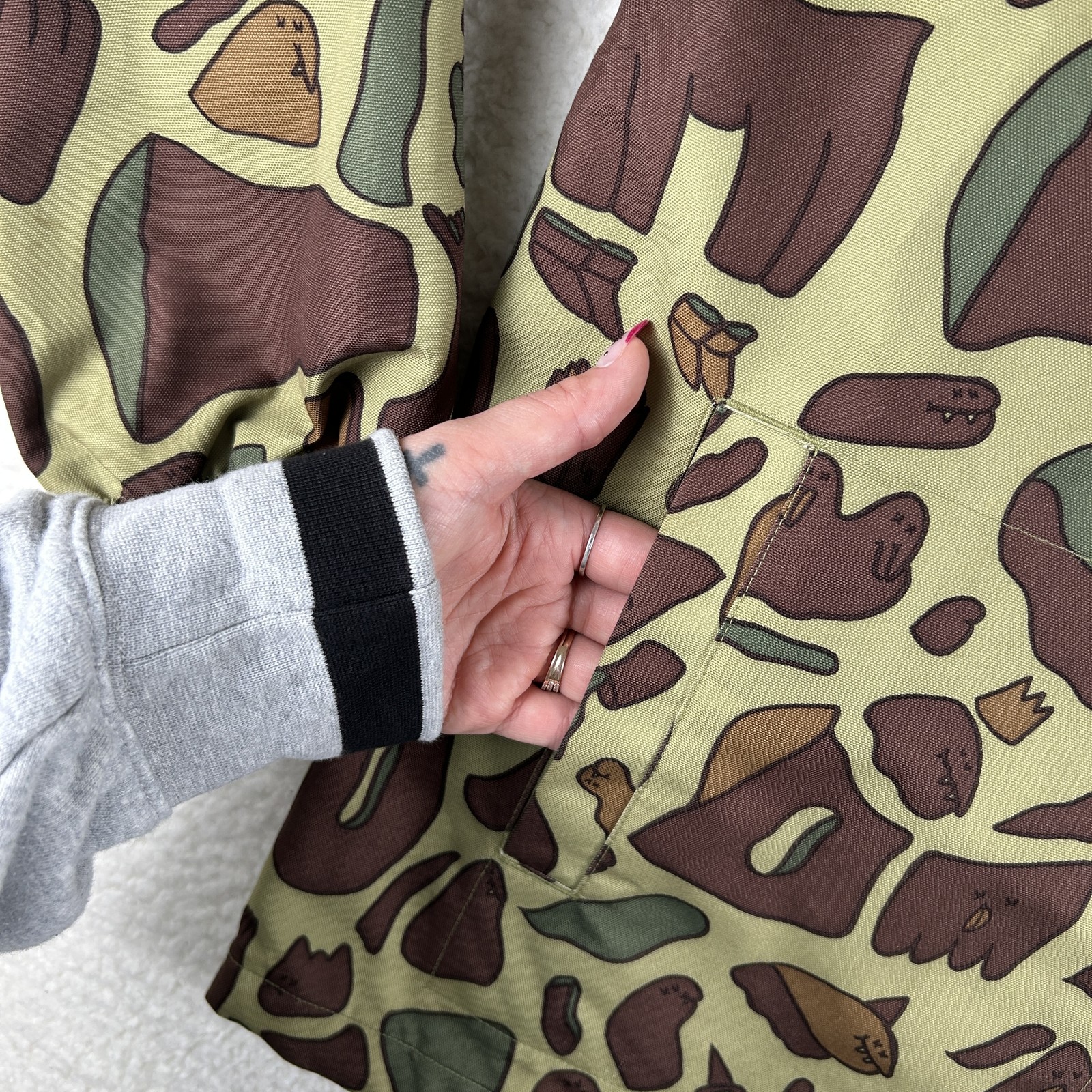 Airblaster Jacket Mens Large Camo Duck Print Snap Coach Windbreaker Lined Canvas