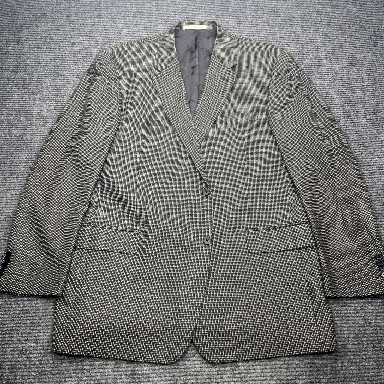 Joseph Abboud Silk And Wool Sport Coat Blazer Mens 46L Houndstooth Check USA XL