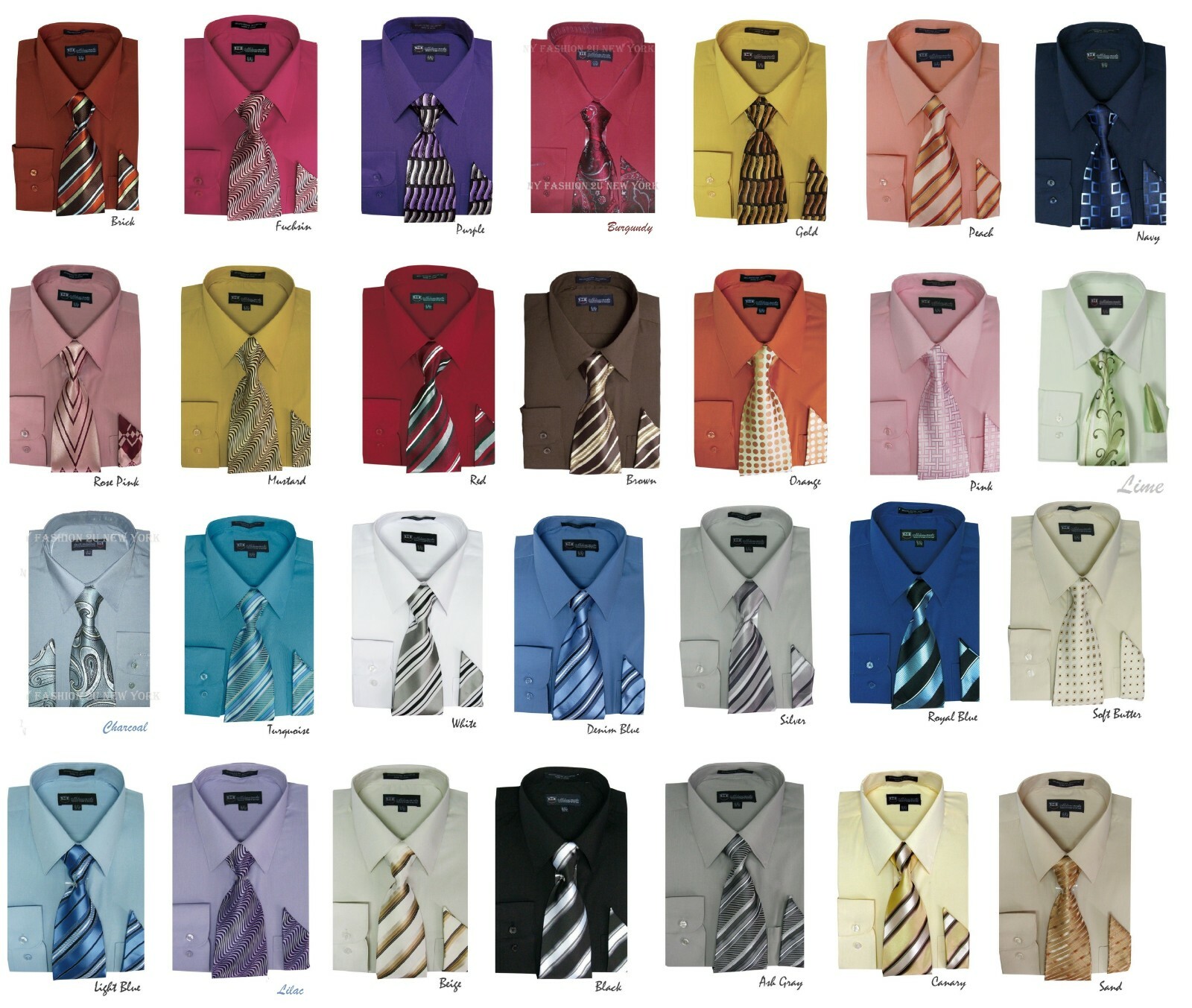 Men’s Dress Shirt with Matching Tie and Handkerchief Set Style SG21A