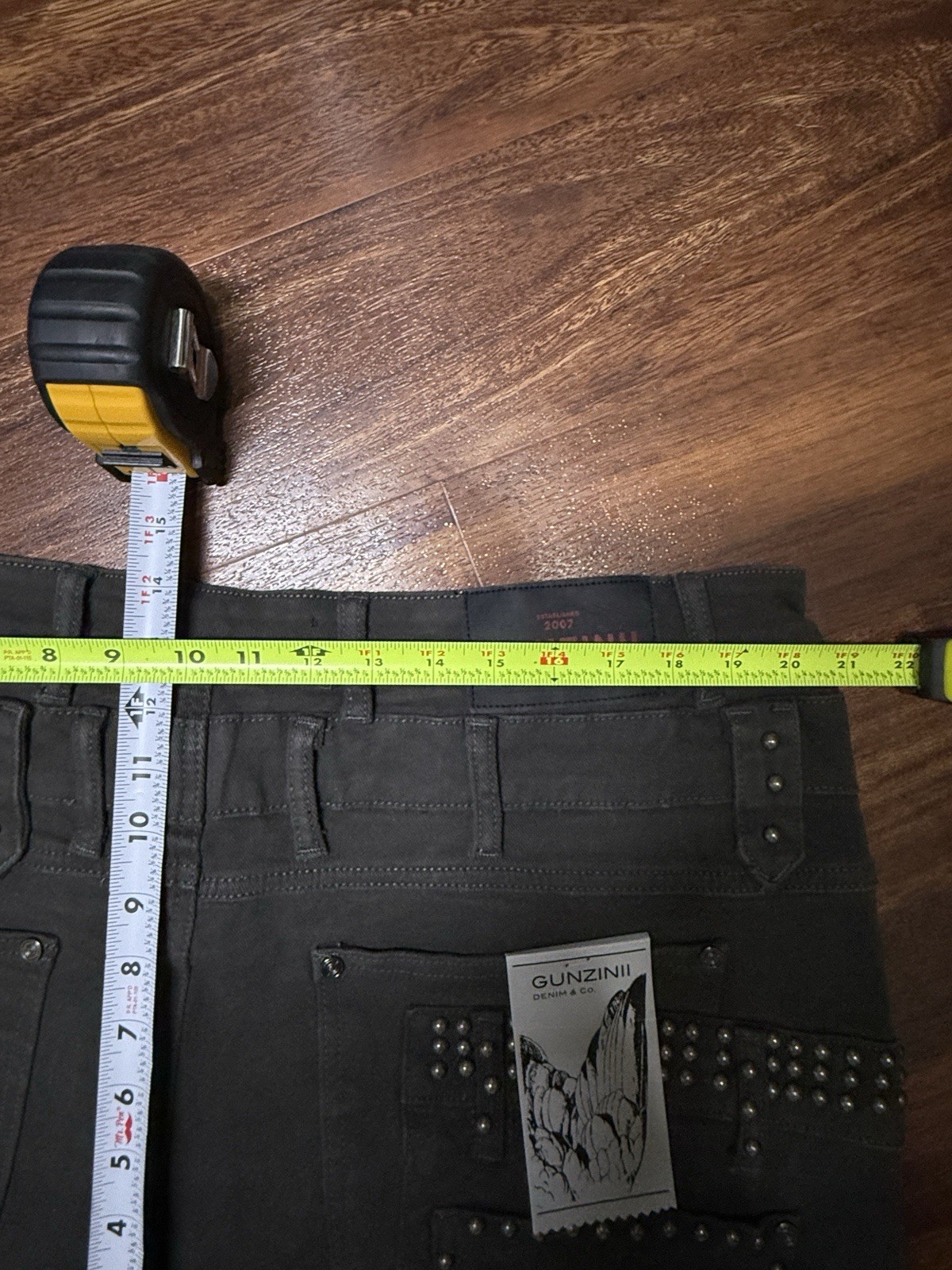 Gunzinii Denim & Co. Studded Charcoal Jeans Size 42 Men NWT