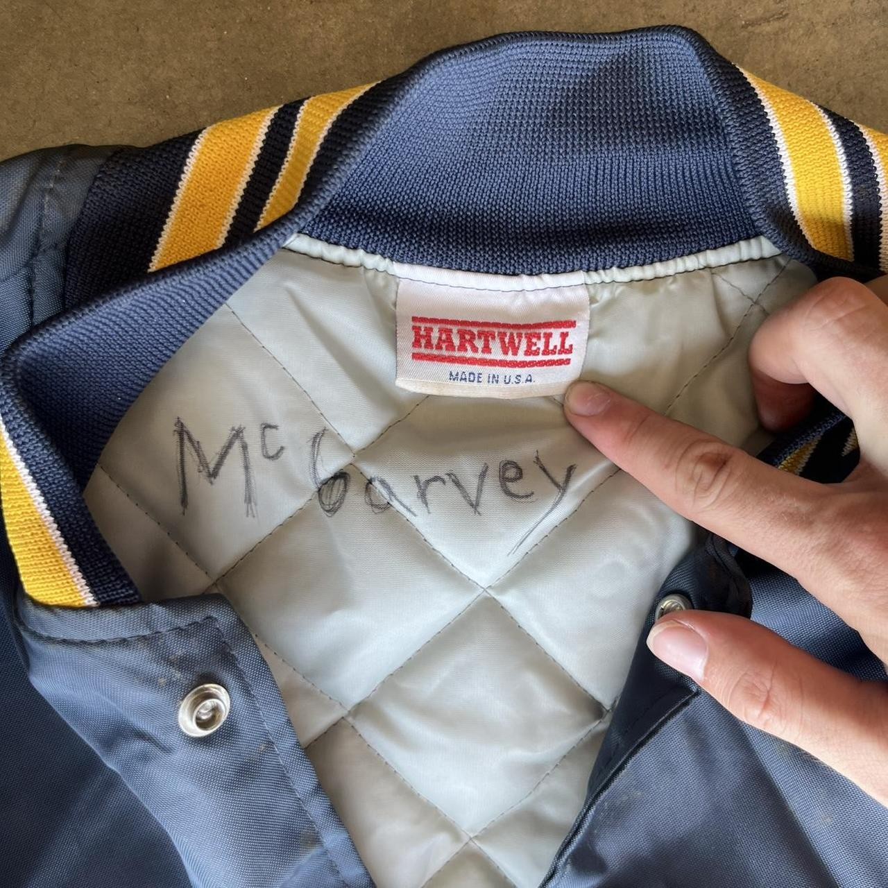 vintage 70s 80s navy blue yellow saddleback bears coachs windbreaker nylon