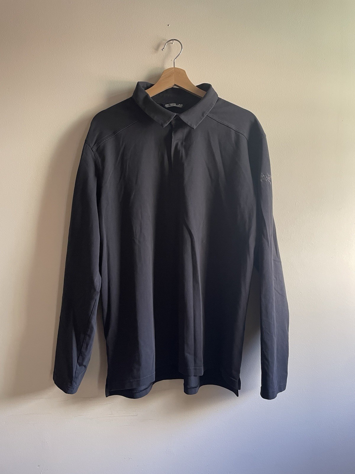 Arc’teryx Captive LS Polo Shirt Mens XL Black Cotton Blend Hiking Performance