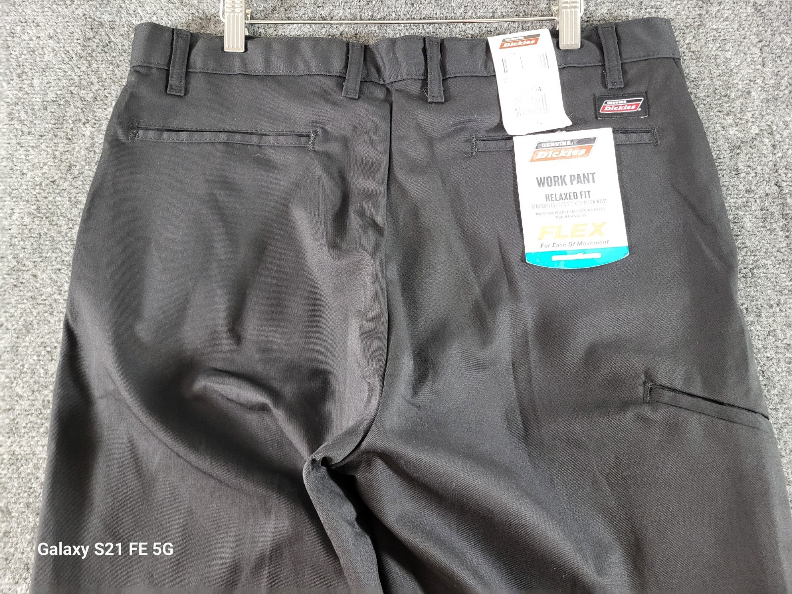 Dickies Relaxed Fit Flex Work Pants Mens 36×34 Black Straight Leg Poly/Cotton
