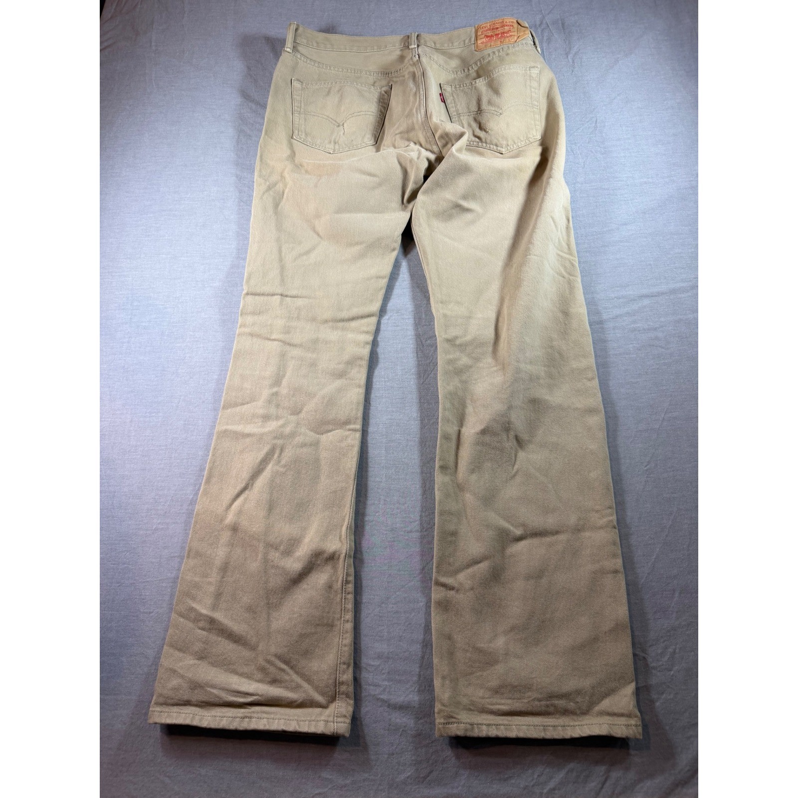Levi’s 501 Original Fit Jeans Mens 36×34 Khaki Tan Good Button Fly Denim