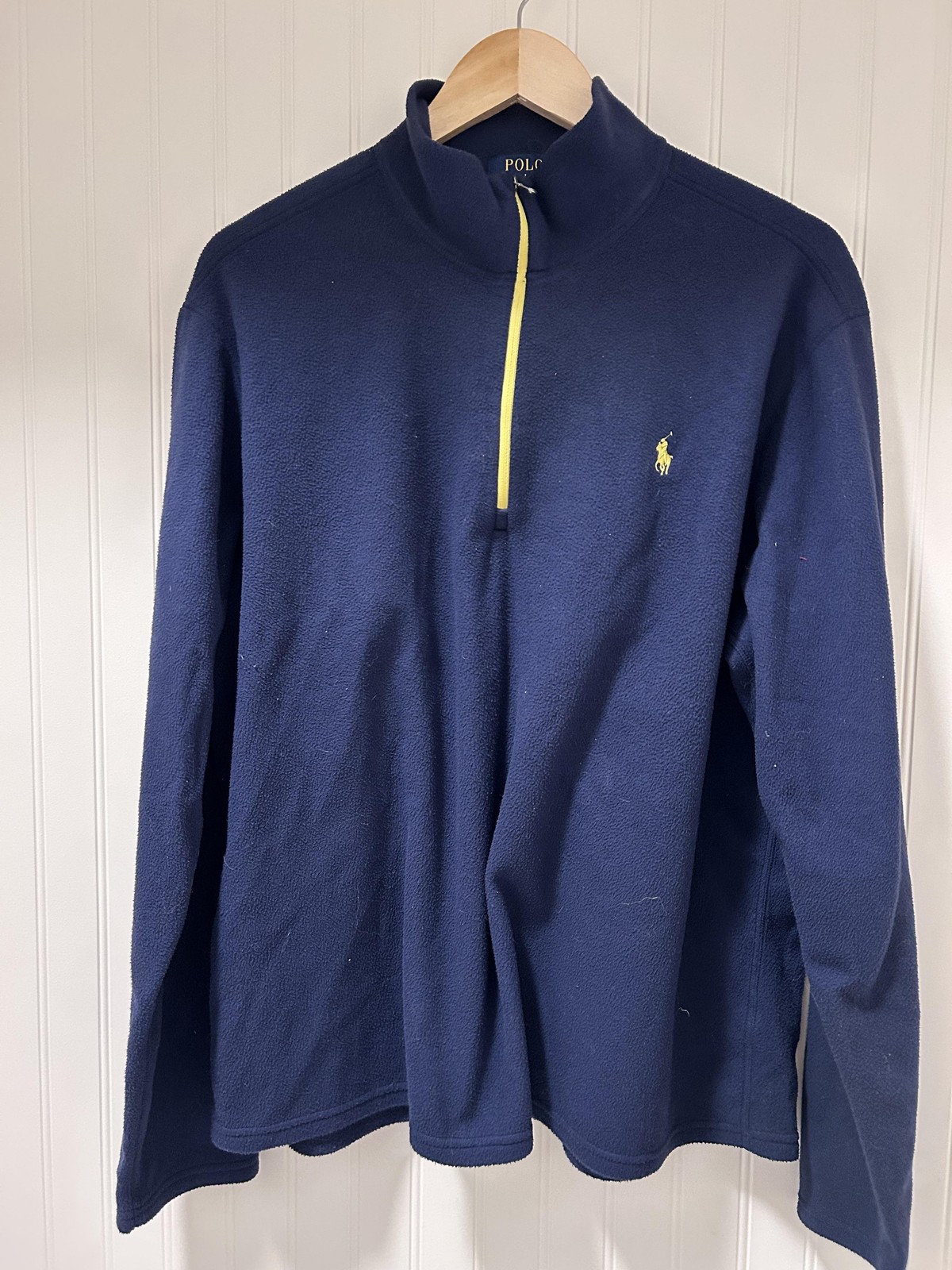 Polo Ralph Lauren Sweatshirt Mens XL Blue 1/4 Zip Fleece Mock Neck Pony Logo