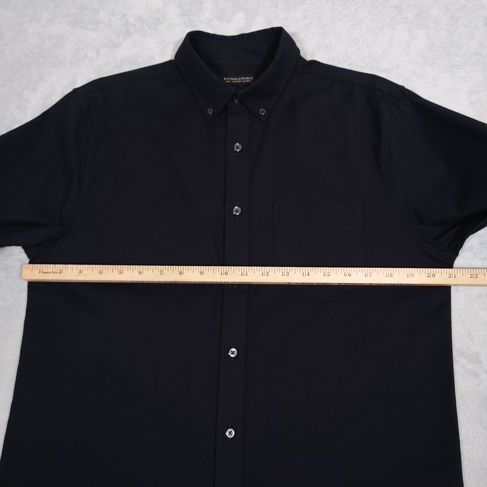 Banana Republic Cotton Oxford Shirt Mens L Untucked Slim Fit Button Down Black
