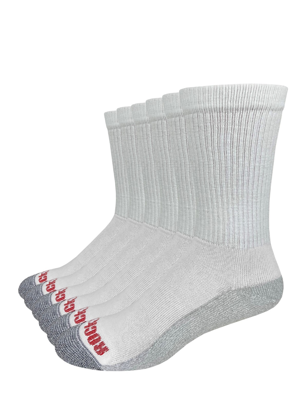 Rocky Mens Cotton Comfort Seamless Toe Cushion Crew Socks 6 Pair Pack