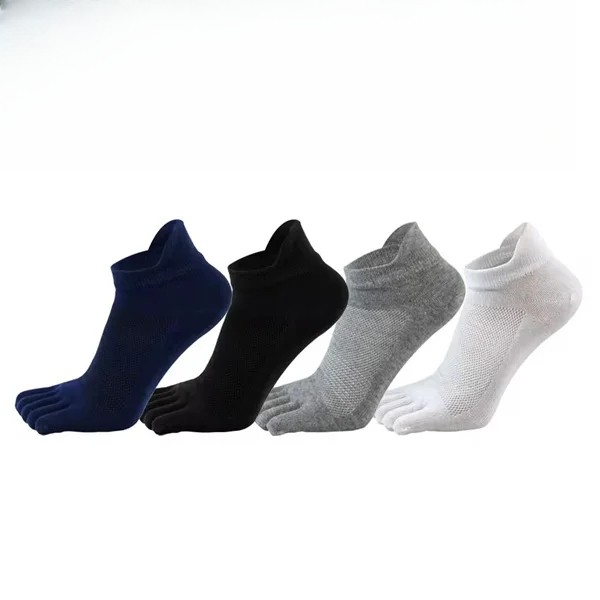 5 Pairs Cotton Toe Boat Socks Man Solid Compression Mesh Breathable Sweat-Abso