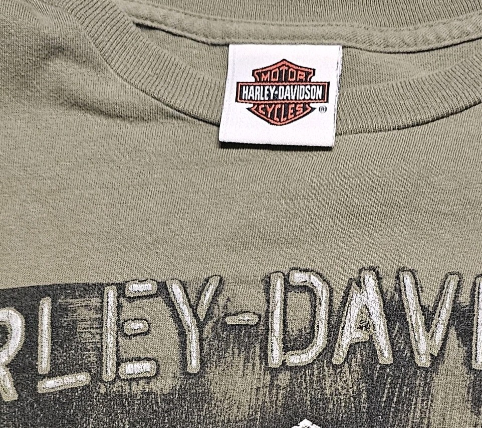 Harley Davidson men T-Shirt L green from 2016 print front and back 100% cotton