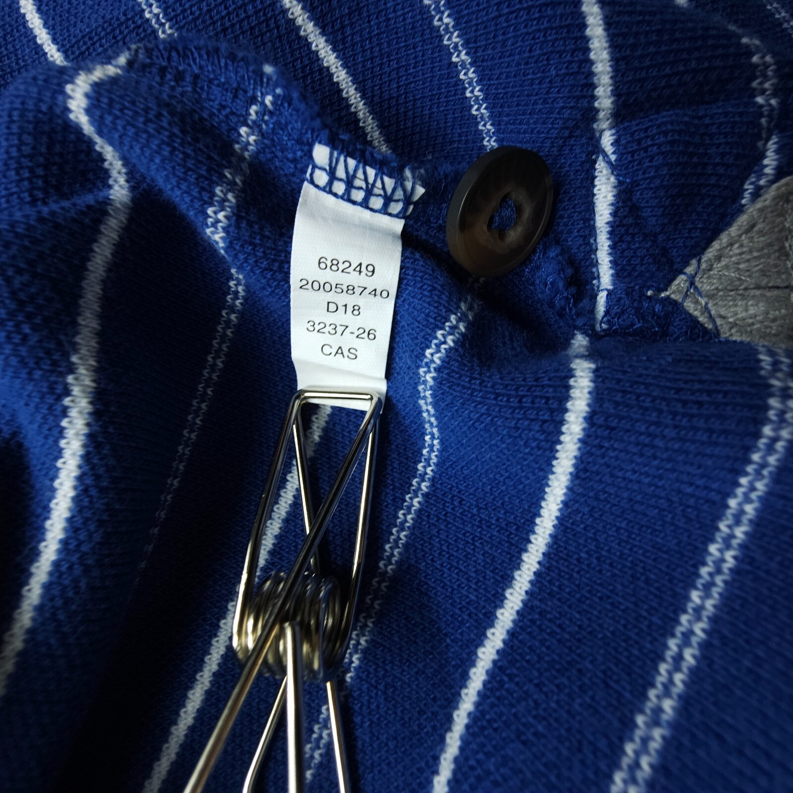 Duluth Trading Men Polo Shirt XL Blue White Striped Golf Casual Semi Thick Heavy