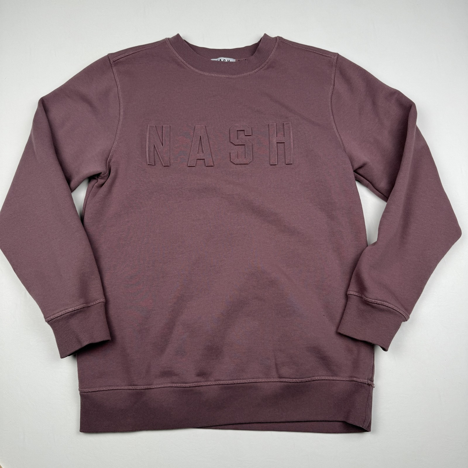 Nash Sweatshirt Mens Small Medium Purple Crewneck Pullover Embroidered Fleece