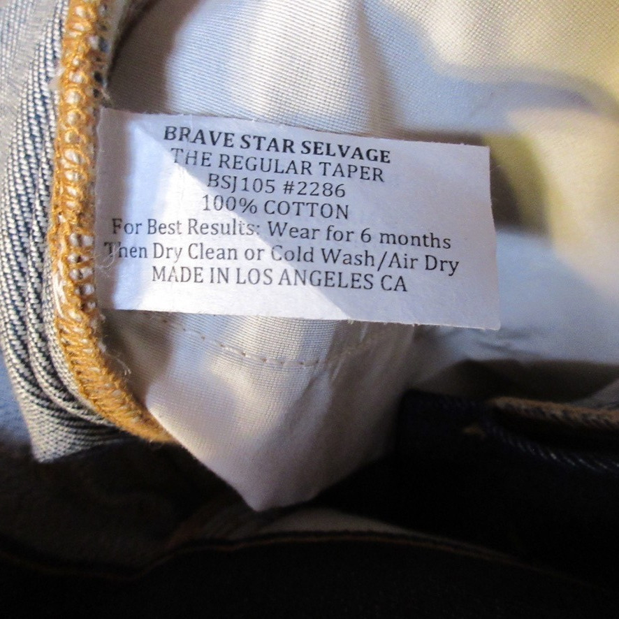 Brave Star Jeans 30 Mens 17oz Extra Rigid Japanese Selvage Denim NWT