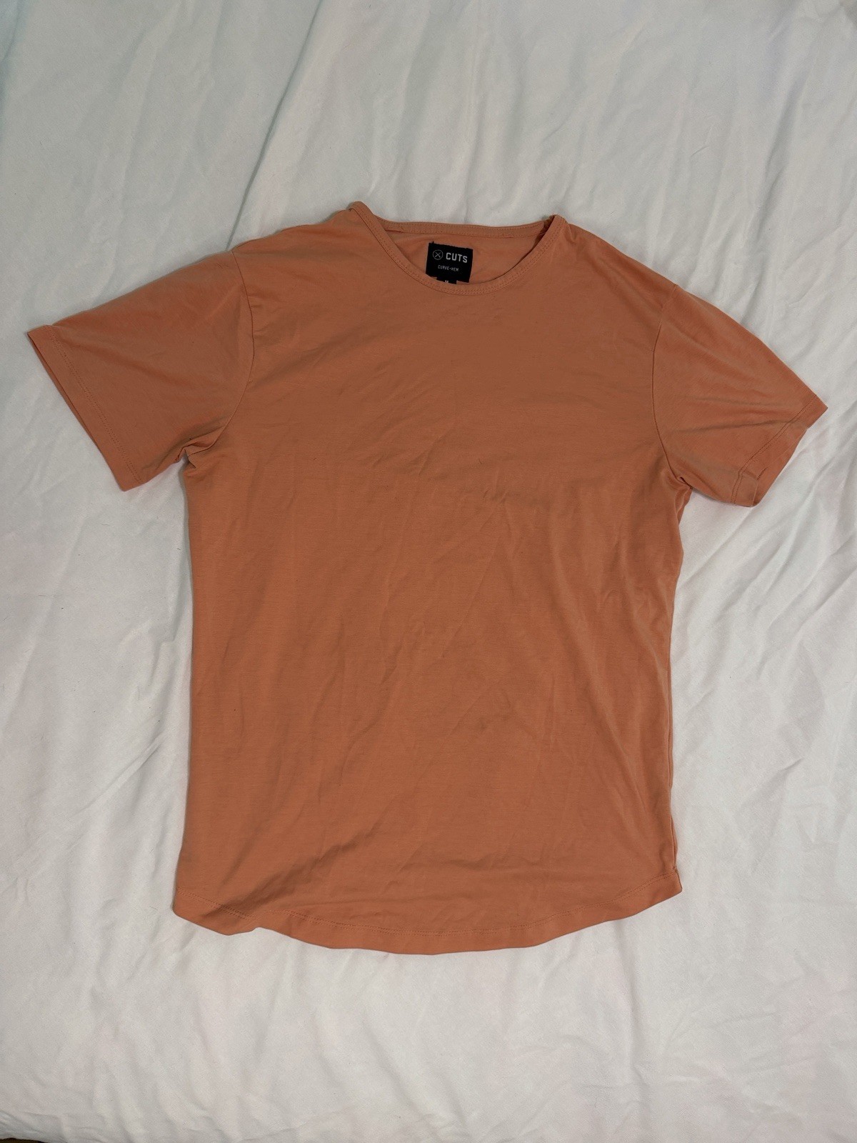 Cuts Clothing Short Sleeve Curve-Hem T-Shirt Mens Medium Orange