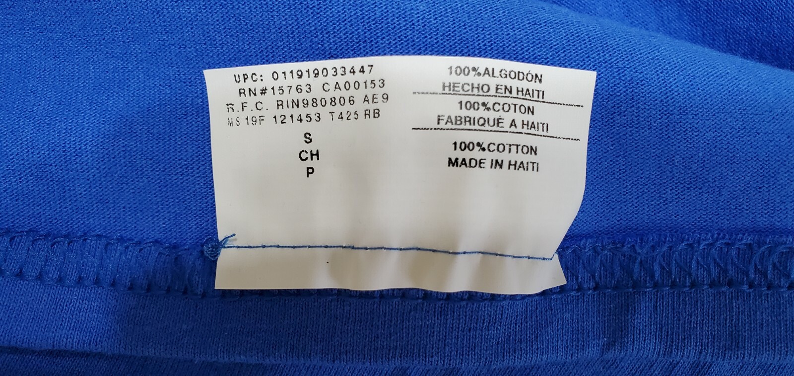 Champion Athleticwear Unisex Blue Cotton Tee-Shirt Short Sleeve T425RB Sz.S