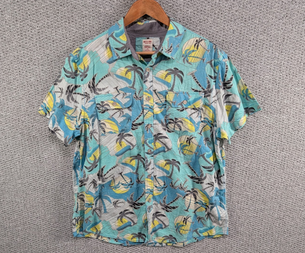 Mossimo Supply Colourful Palm Hawaiian Print Holiday Athletic Fit Button Shirt L
