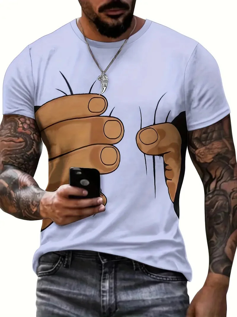 3D Illusion Print T Shirt Short Sleeve Casual Oversized Unisex Tee