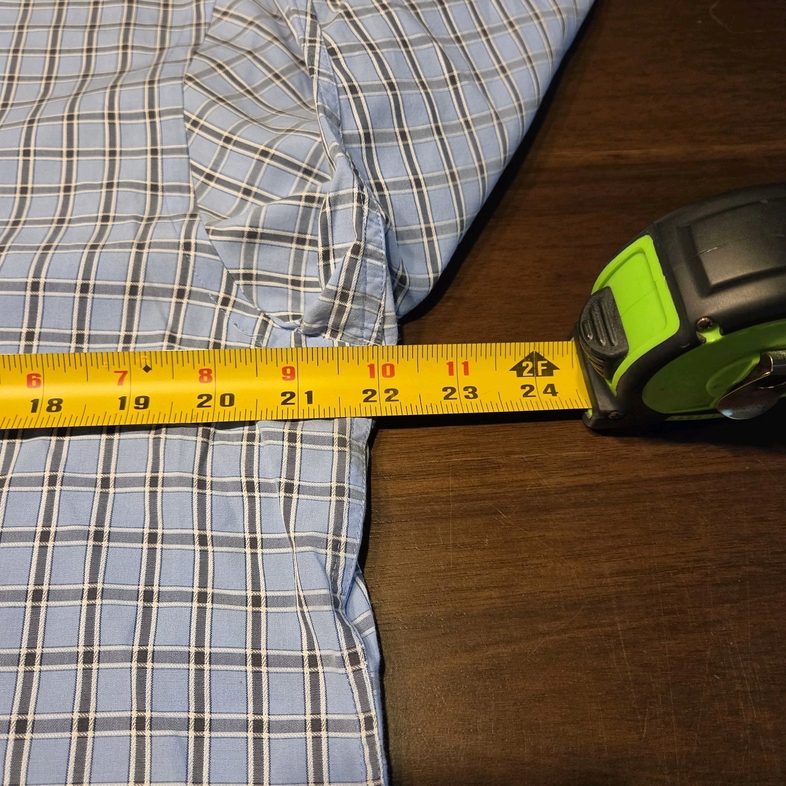 BOSS Hugo Boss Mens 16 32 33 Sharp Fit Blue Check Plaid Long Sleeve Dress Shirt