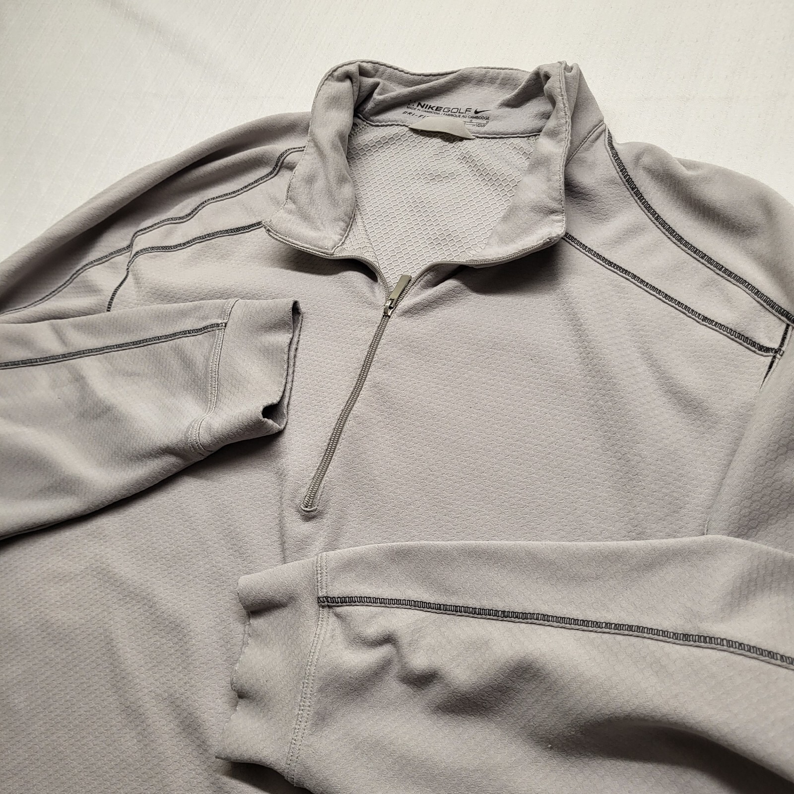 Nike Golf 1/2 Zip Dri Fit Pullover Mens Large Gray Long Sleeve Stretch Mock Neck