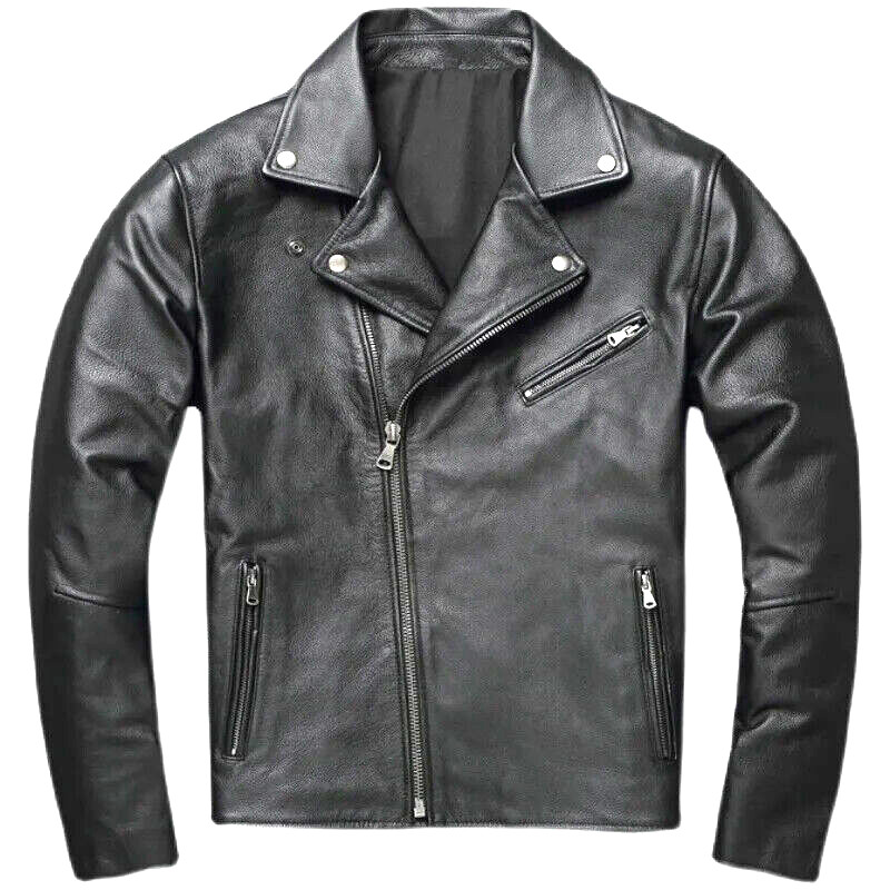 Black Real Leather Jacket Men Motorcycle Rider Classic Biker S M L XL XXL XXXL