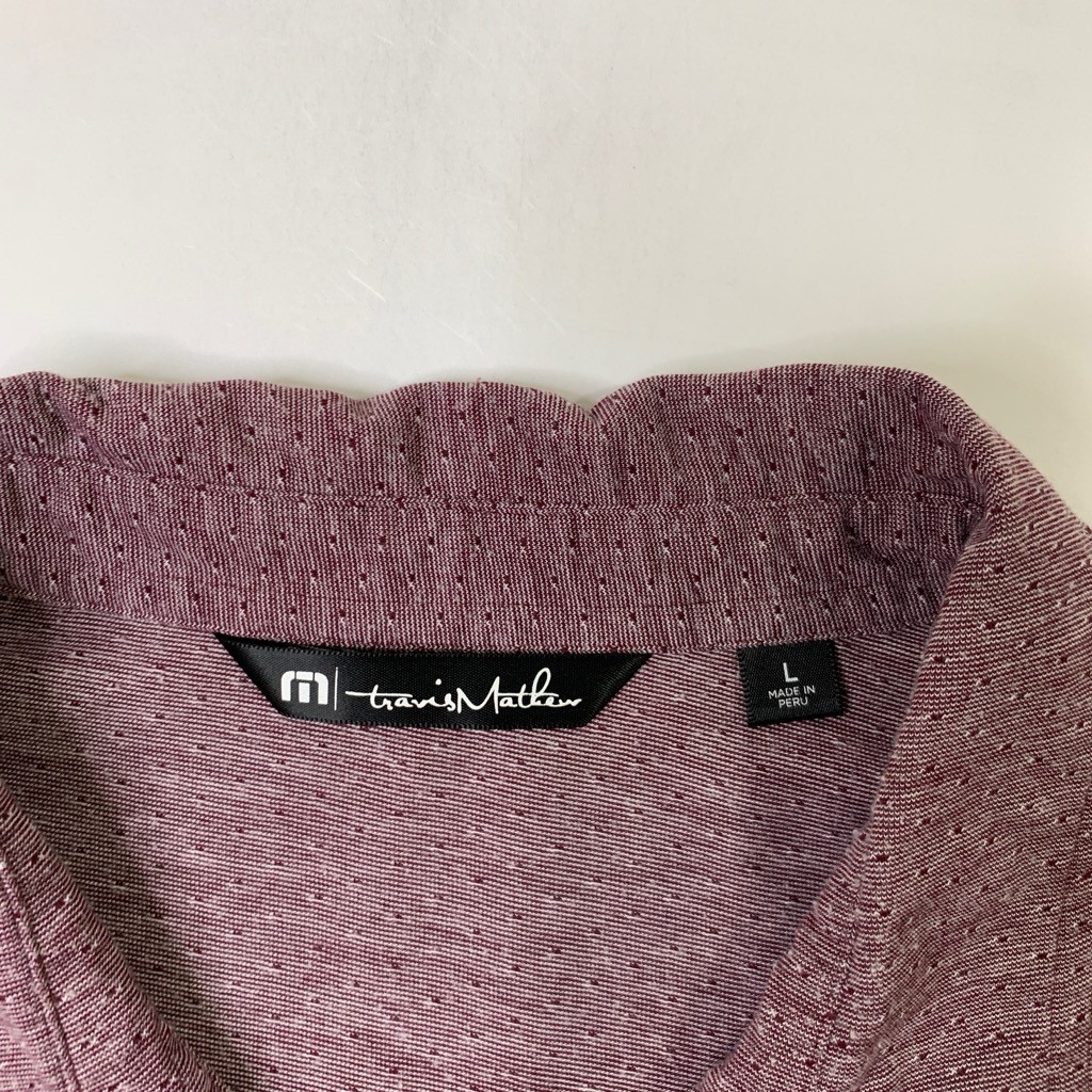 Travis Mathew Polo Shirt Mens L Large Plum Heather Long Sleeve Lightweight Golf