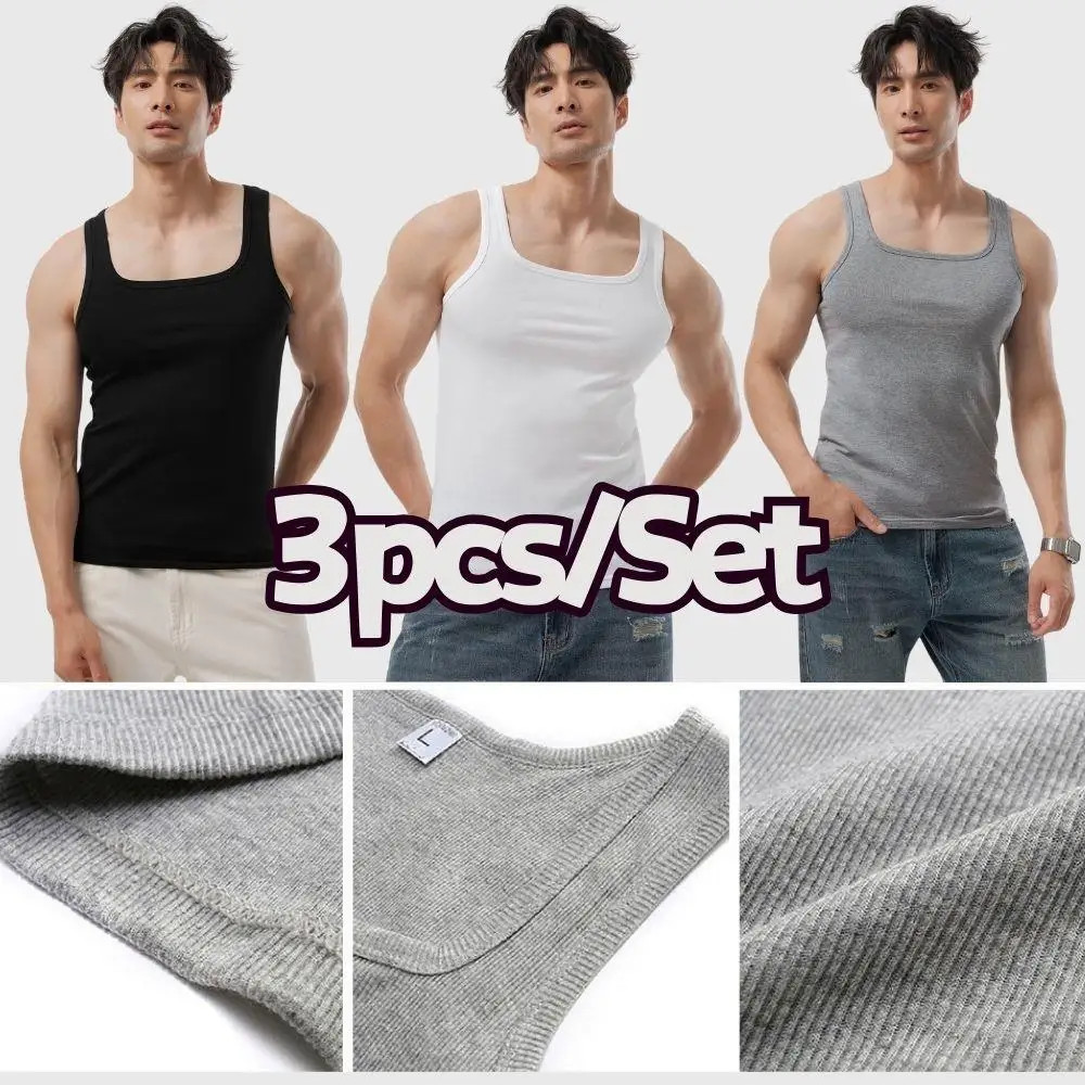 3pcs/Lot Cotton Sleeveless T-shirt Men’s And Women’s Solid Color Casual.